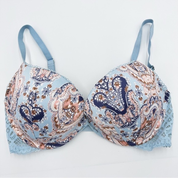 Victoria's Secret Dream Angels Blue Paisley Push-Up Bra - Picture 1 of 6